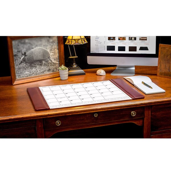 Mocha Leather Desk Pad W/ 2022 Calendar Insert, 25.5 X 17.25